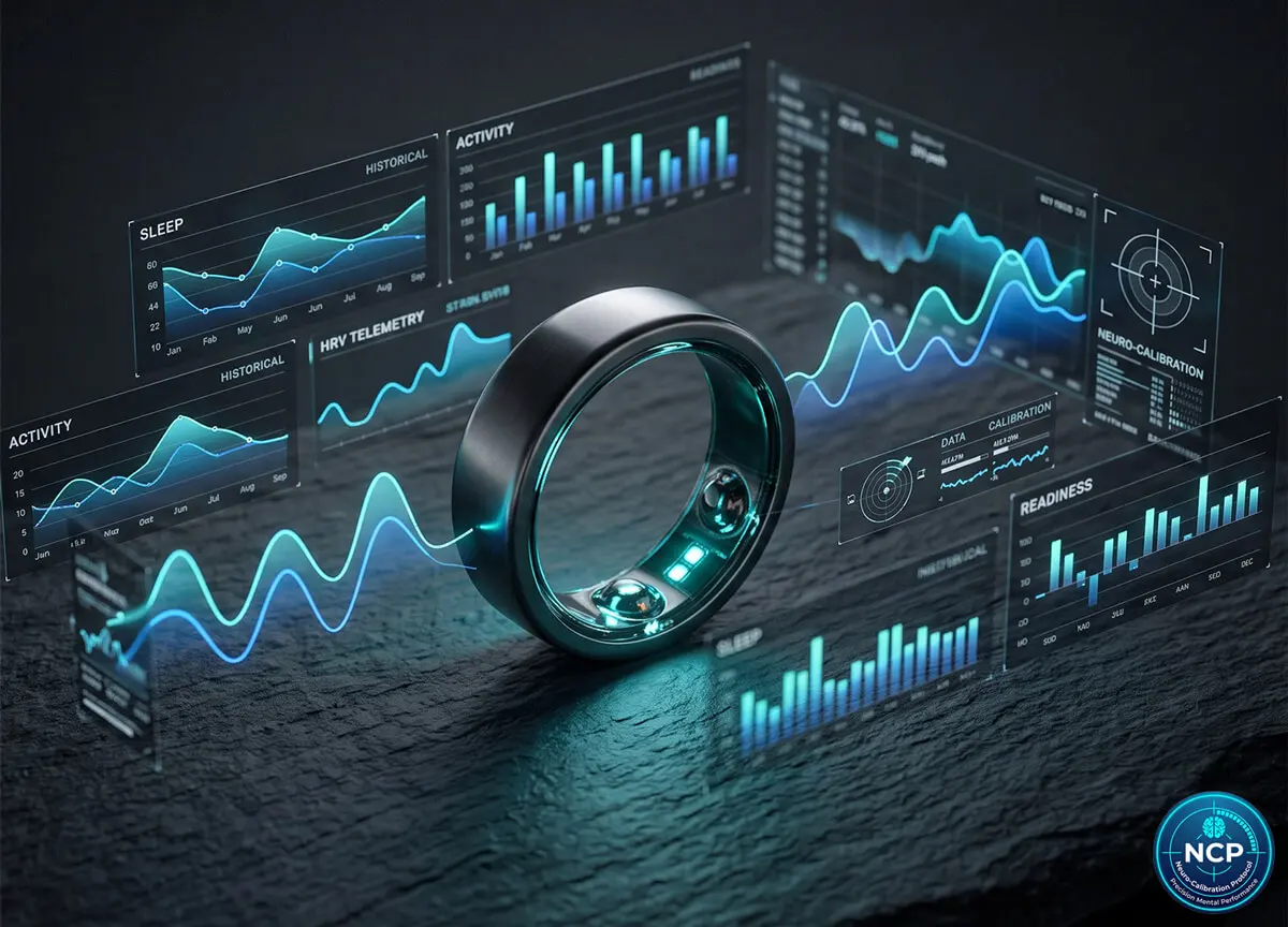 Oura Ring biometric data visualization showing parasympathetic recovery, HRV telemetry, and daytime stress monitoring for tech executives.